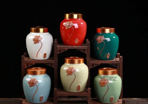 Lọ đựng trà gốm sứ Trung Hoa cao cấp