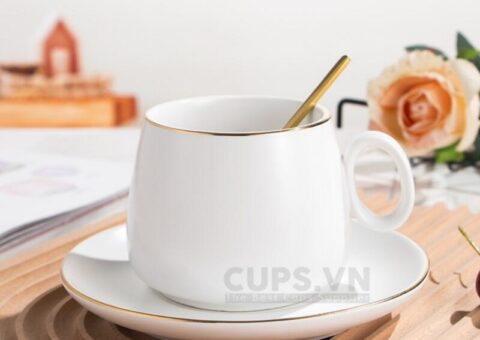 Ly Gốm Viền Vàng Cao Cấp