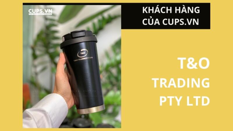 Ly giữ nhiệt khắc uv - khắc logo T&O TRADING PTY LTD làm quà tặng