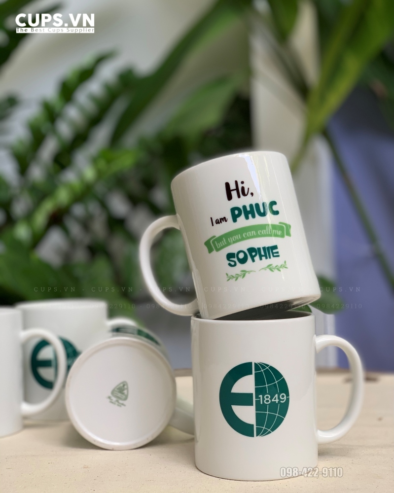 Ly sứ cao cấp in tên và logo Ecom Trading