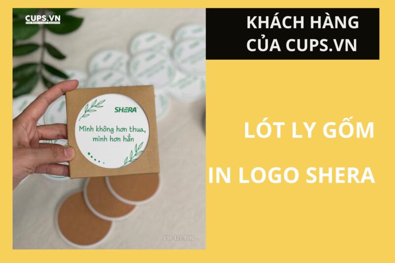 Shera chọn Vinacup là đơn vị sản xuất và in lót ly gốm cao cấp cho bộ quà tặng tri ân cuối năm