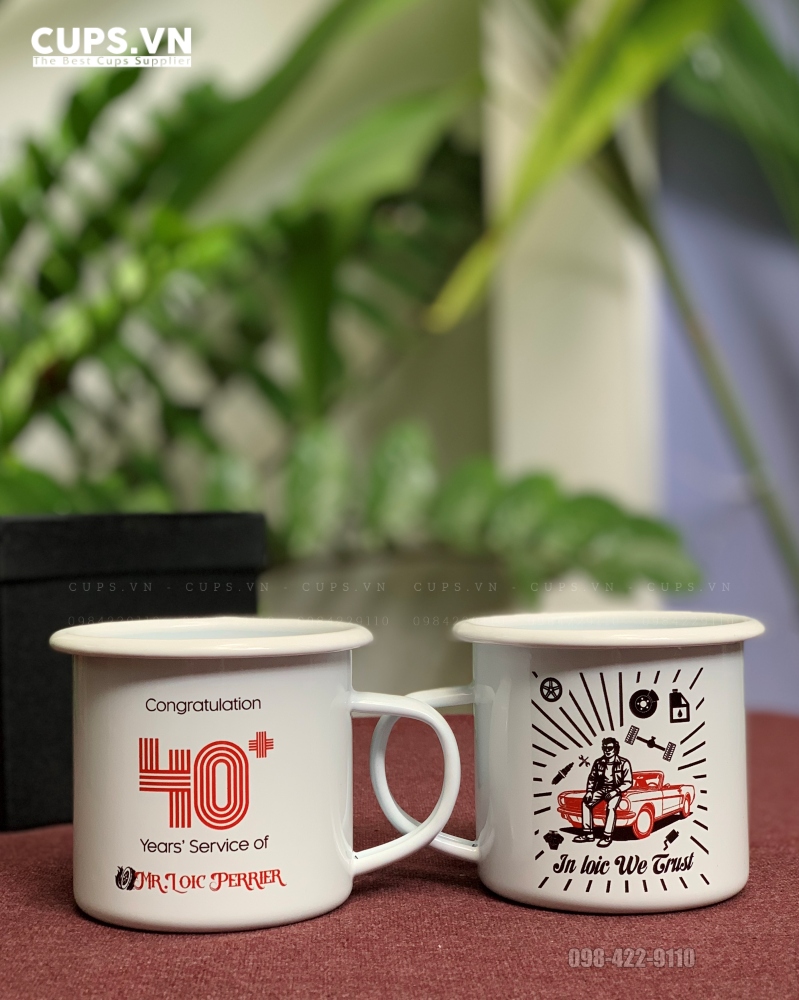 Chiếc cốc tráng men vintage nhẹ, bền, in logo hoặc hình ảnh cá nhân cực đẹp.
