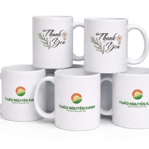 Ly sứ Basic in logo thương hiệu làm quà tặng sự kiện