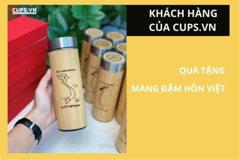 Quà Tặng Cho Khách Nước Ngoài Mang Đậm Hồn Việt – Bình Giữ Nhiệt Khắc Laser KJTT Việt Nam